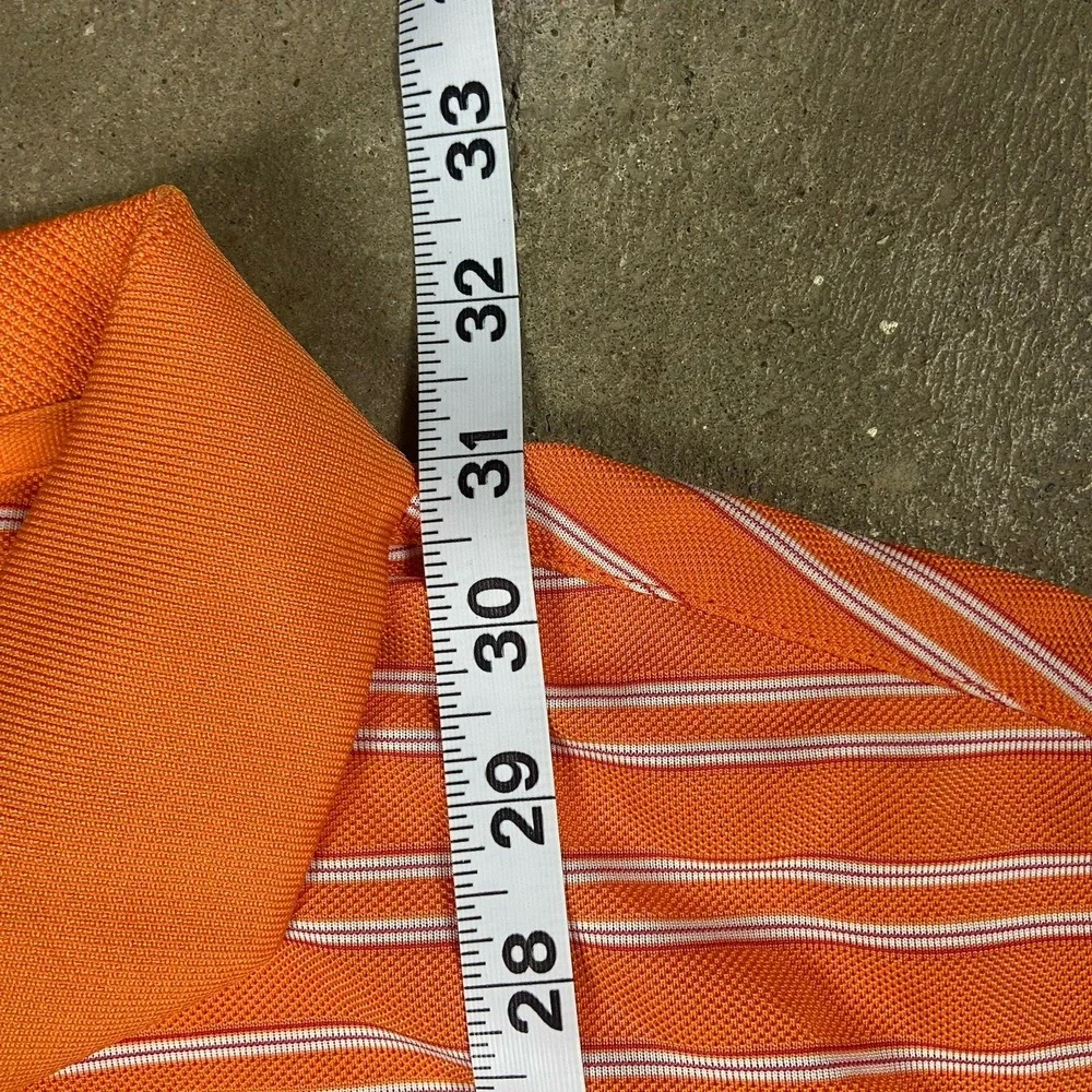 Nike Golf Polo Shirt Size XXL Orange White Striped Short Sleeve Athletic Swoosh